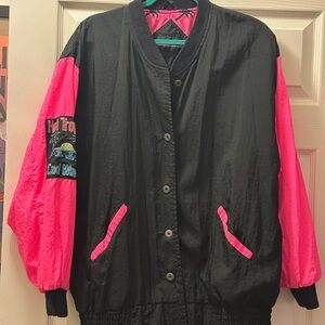 G-4000 brand Hot Tropics vintage 80s bomber jacket windbreaker black and pink